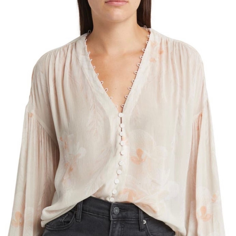 All Saints Ivory and Coral Blouse
